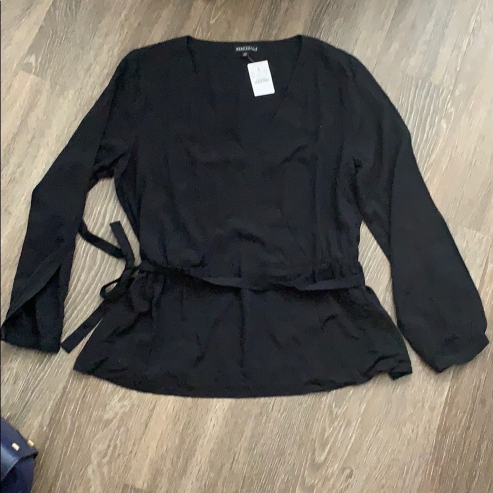 Black wrap blouse
